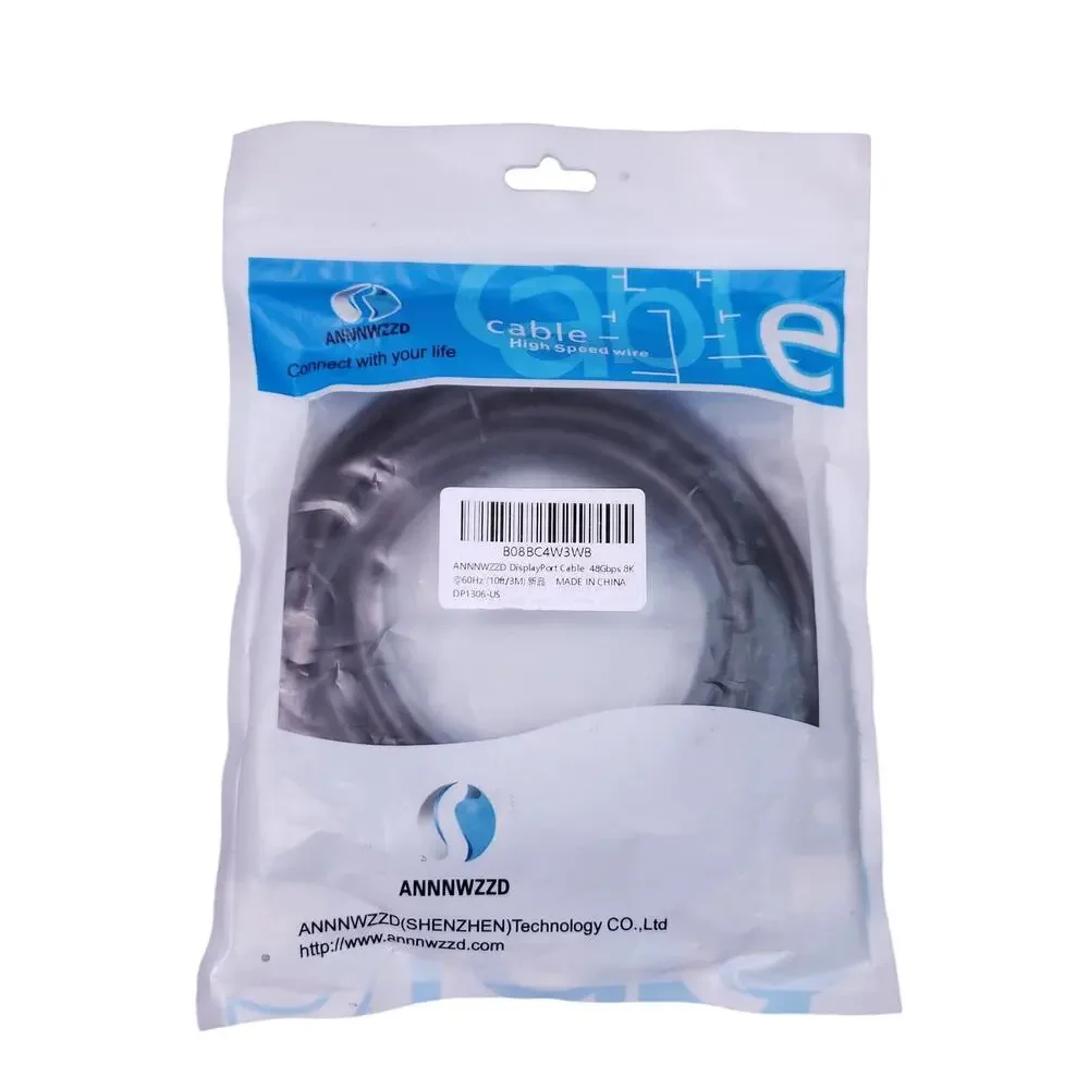 8K DisplayPort Cable 10FT Ultra HayPort DP1.4 Cable DP Male to DP Male
